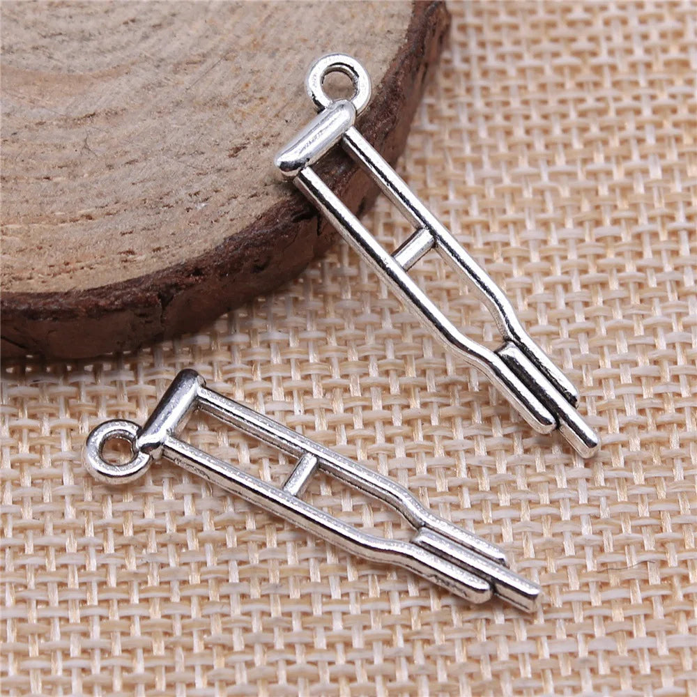 10x32mm 1.3g Antique Silver Zinc Alloy Cane Charm Pendant for DIY Bracelet Necklace Jewelry Making