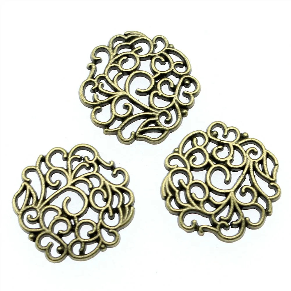18x18mm 1.1g Multicolor Zinc Alloy Flower Filigree Charm Pendant for DIY Earrings Jewelry Making