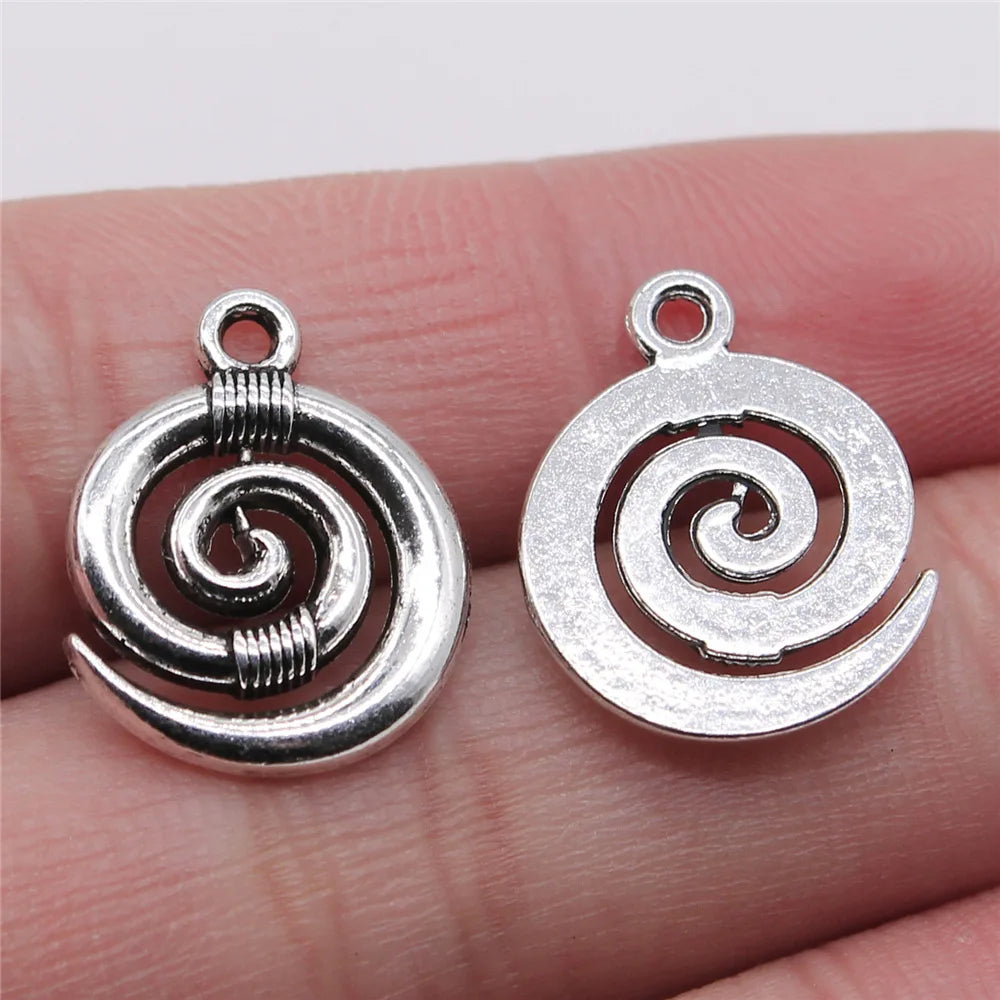 15x19mm 1.5g Antique Silver Zinc Alloy Swirl Symbol Charm Pendant for DIY Necklace Jewelry Making