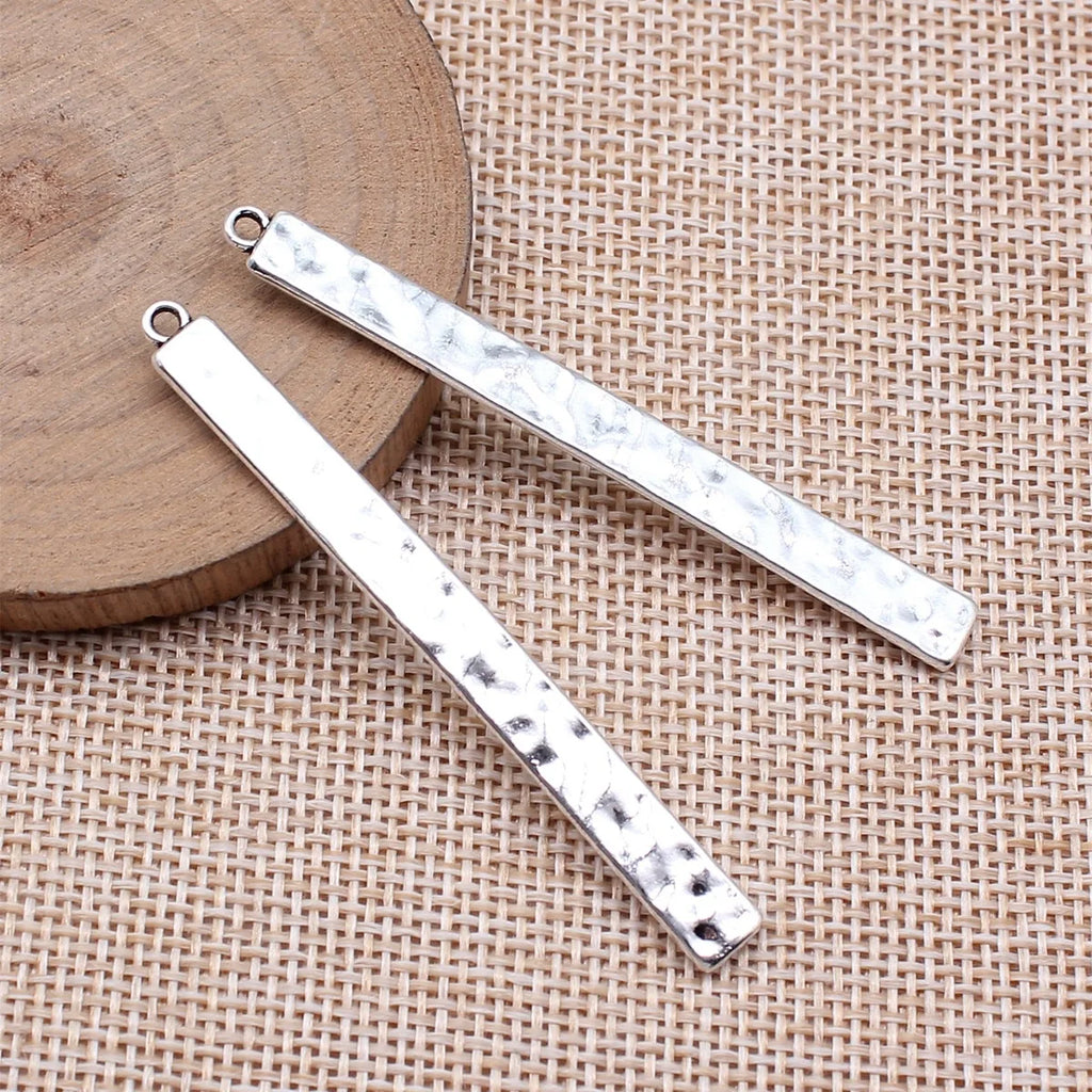 63x6mm 3.4g Multicolor Zinc Alloy Hammered Long Bar Wind Chime Pendant Findings for DIY Jewelry Making