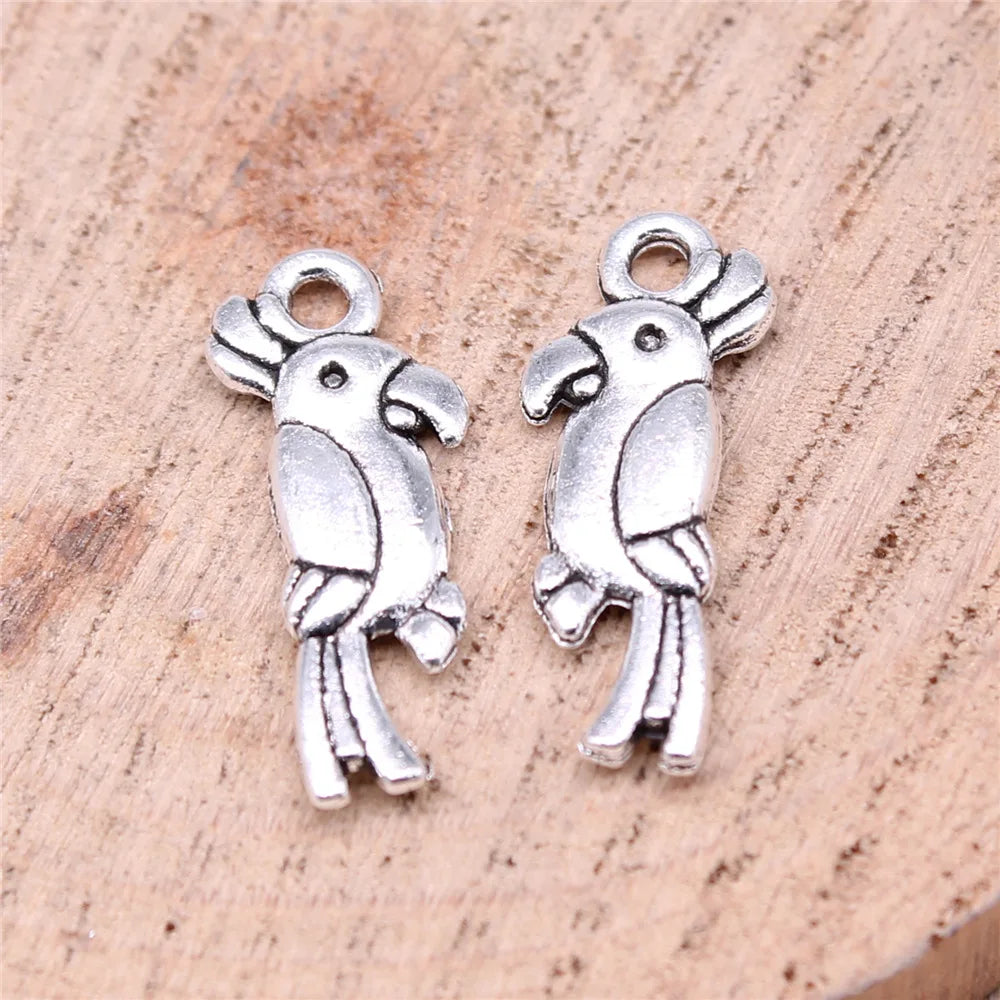 20mm 0.7g Multicolor Zinc Alloy Parrot Bird Charm Pendant for DIY Necklace Bracelet Jewelry Making
