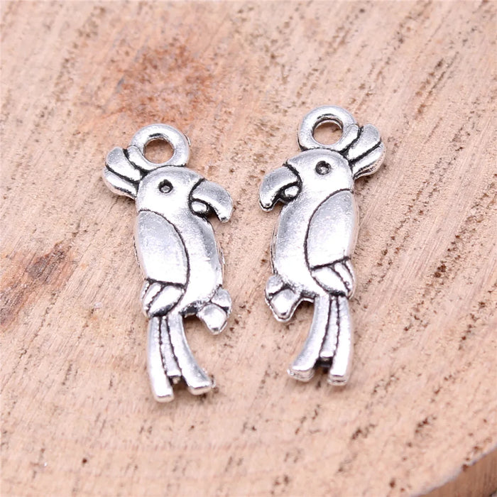 20mm 0.7g Multicolor Zinc Alloy Parrot Bird Charm Pendant for DIY Necklace Bracelet Jewelry Making