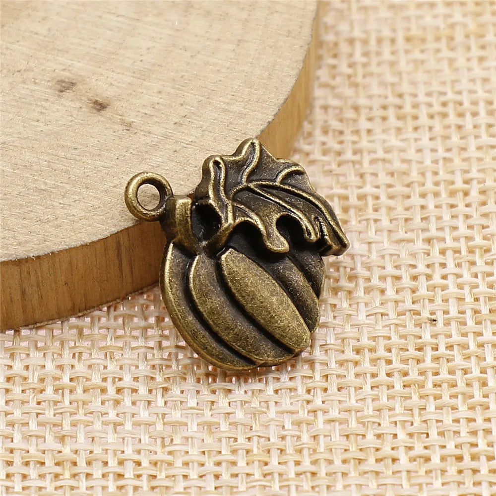 21x18mm 2.2g Multicolor Zinc Alloy Pumpkin Charm Pendant for DIY Halloween Jewelry Making