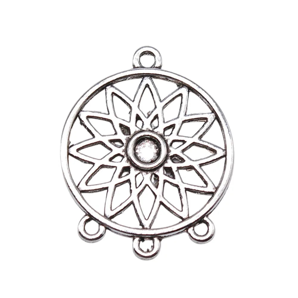 27x33mm 3.3g Multicolor Zinc Alloy Dreamcatcher Connector Charm for DIY Earrings and Jewelry Making
