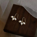Handmade Freshwater Pearl Drop Earrings French Romantic Minimalist Geometric Short Earrings