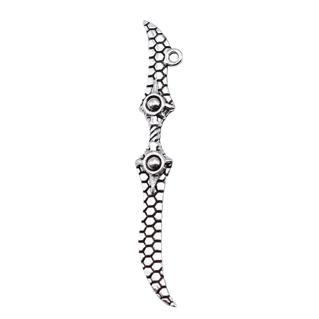 59mm 3.1g Antique Silver Tone Zinc Alloy Blade Spear Sword Halberd Charm Pendant for Cosplay DIY