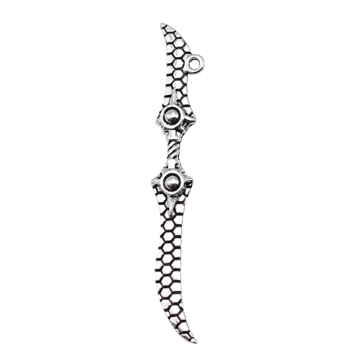 59mm 3.1g Antique Silver Tone Zinc Alloy Blade Spear Sword Halberd Charm Pendant for Cosplay DIY