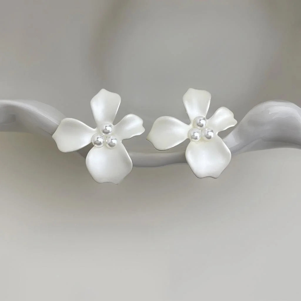 Sweet Floral Enamel Eco-Friendly Copper Stud Earrings Elegant Summer Fashion Jewelry