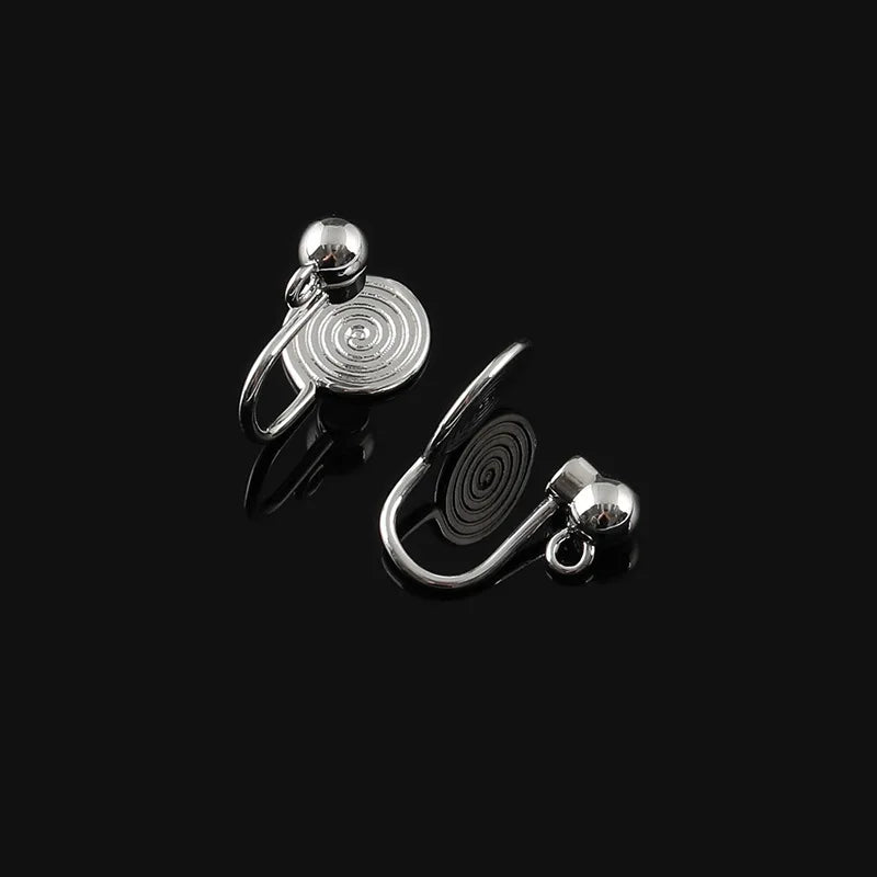 Elegant Gold Alloy Spiral Disc Stud & Clip On No Piercing Invisible Pain-Free Women's Fashion Earrings