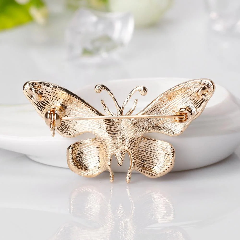 Elegant Colorful Enamel Butterfly Brooch With Rhinestone Zircon Wings, Luxury Lapel Pin Suit Accessory Gift
