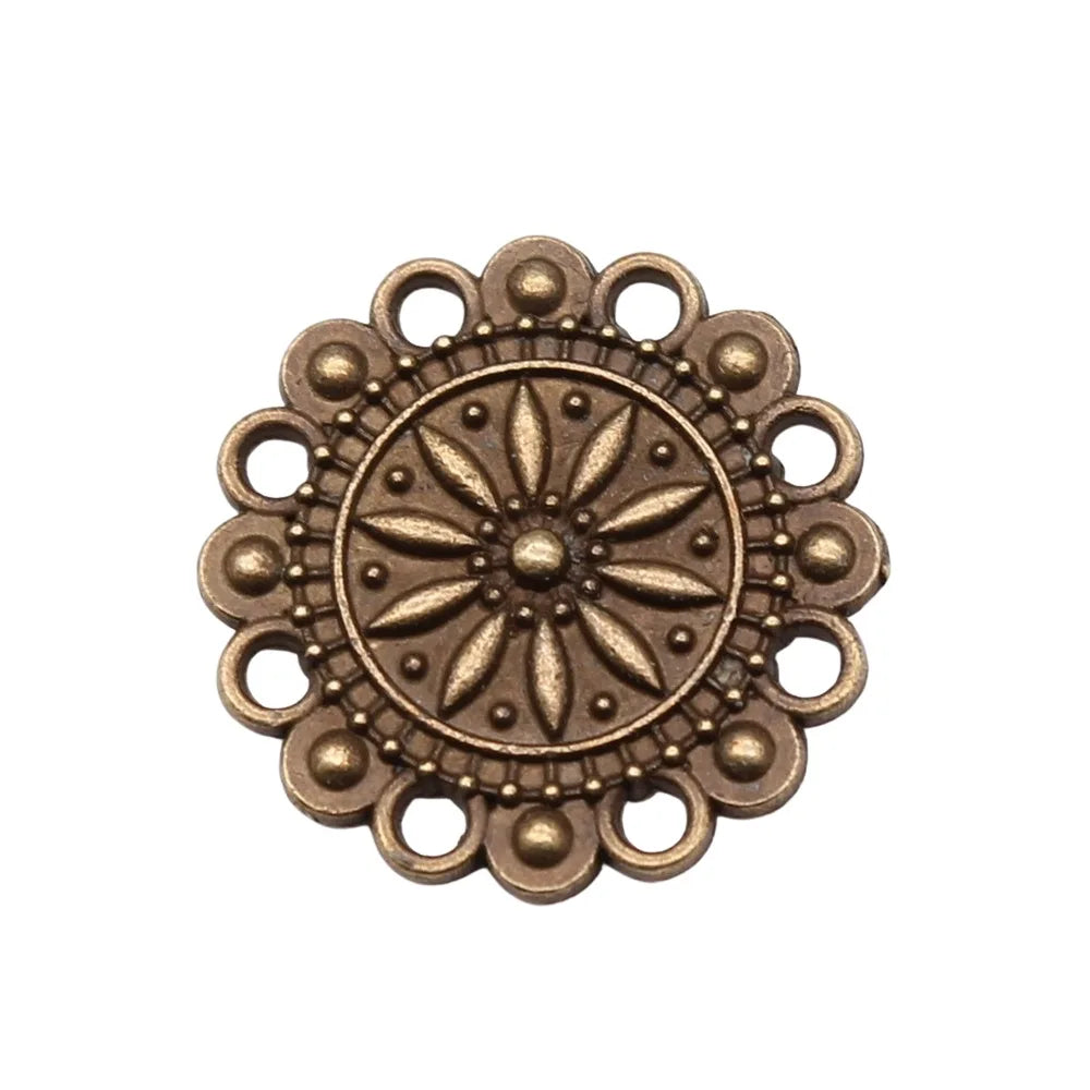 19x19mm 1.9g Multicolor Zinc Alloy Round Flower Filigree Charm Pendant for Jewelry Making