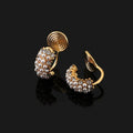 Elegant C Shape Pearl Rhinestone Alloy Stud & Clip On No Piercing Small Huggie Hoop Women's Earrings