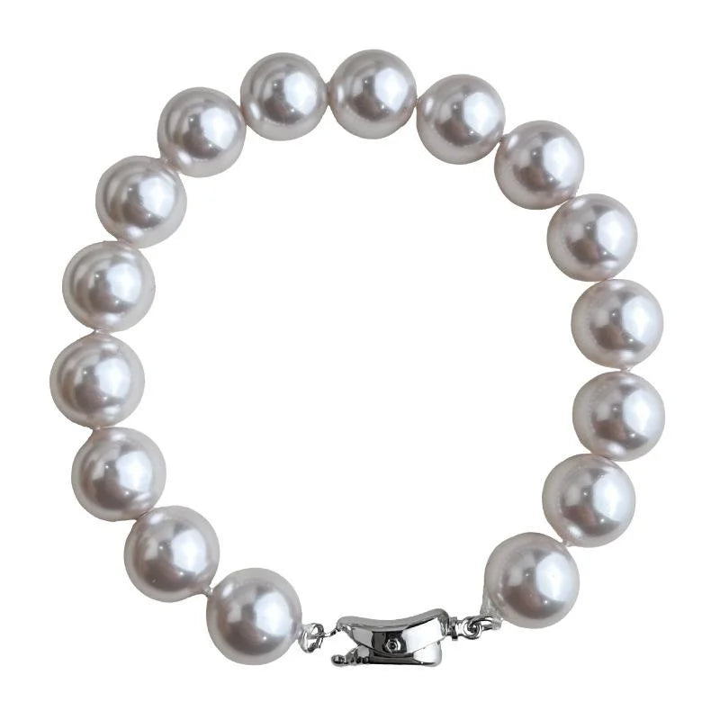 Rose Pink Glass Pearl Bracelet With Geometric Ingot Clasp Elegant Sweet Jewelry