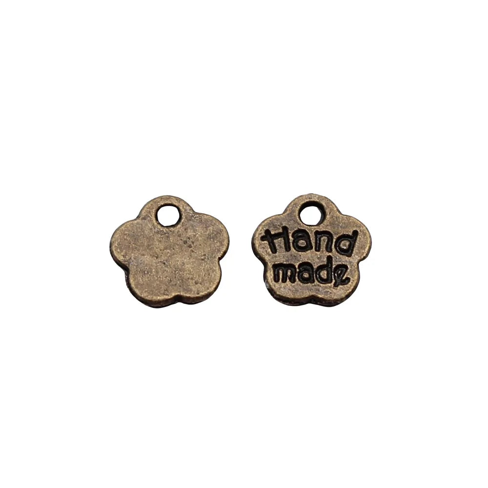 8mm 0.3g Zinc Alloy Hand Made Round Tag Letter Charm Pendant for DIY Handmade Jewelry Labels