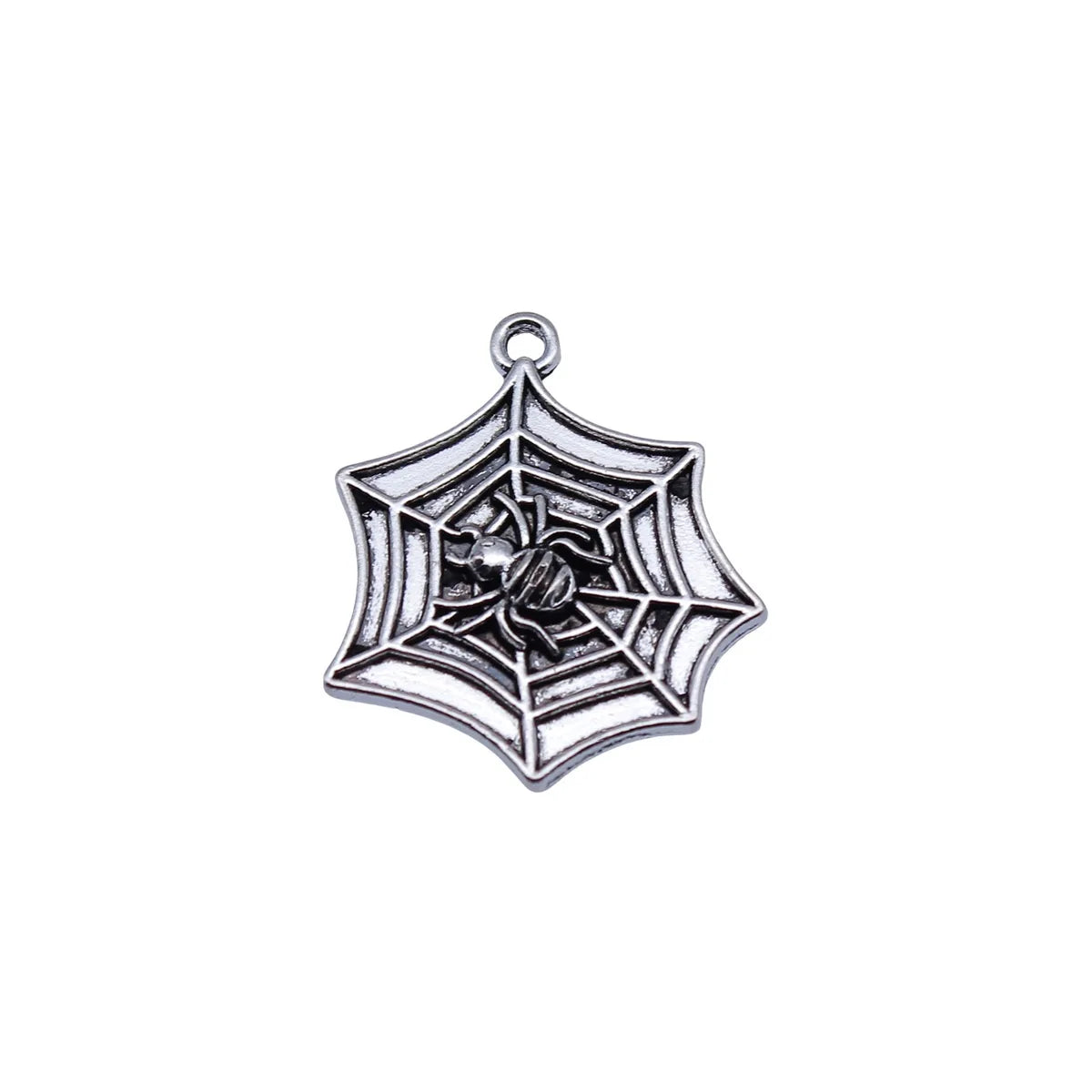 27x23mm 2.4g Antique Silver Zinc Alloy Spider Web Charm Pendant for Halloween Jewelry Making