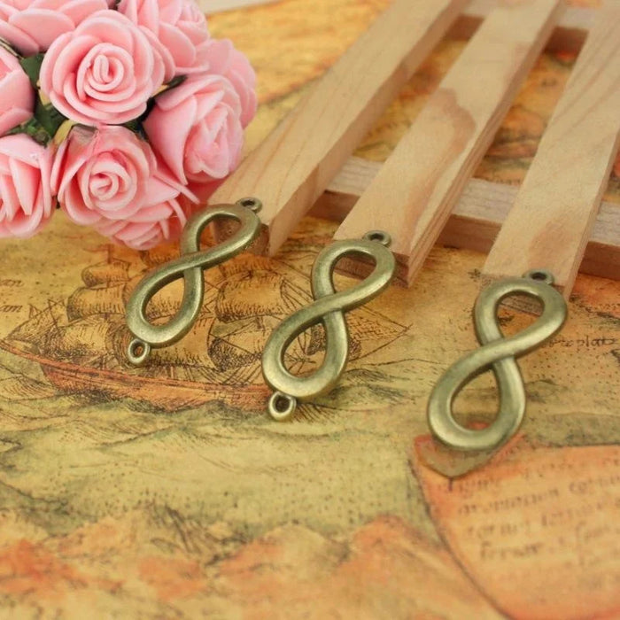 Zinc Alloy Number Infinity Charm Pendant for DIY Necklace Bracelet Jewelry Making — 41×15mm