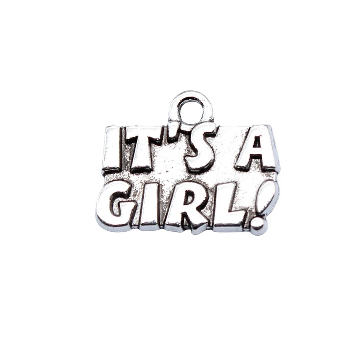 17x14mm 1.7g Antique Silver Zinc Alloy IT'S A GIRL Word Tag Charm Pendant for DIY Bracelet Jewelry