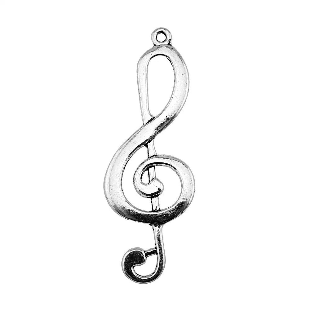 60x21mm 3.9g Antique Silver Zinc Alloy Treble Clef Music Note Charm Pendant for DIY Jewelry Making
