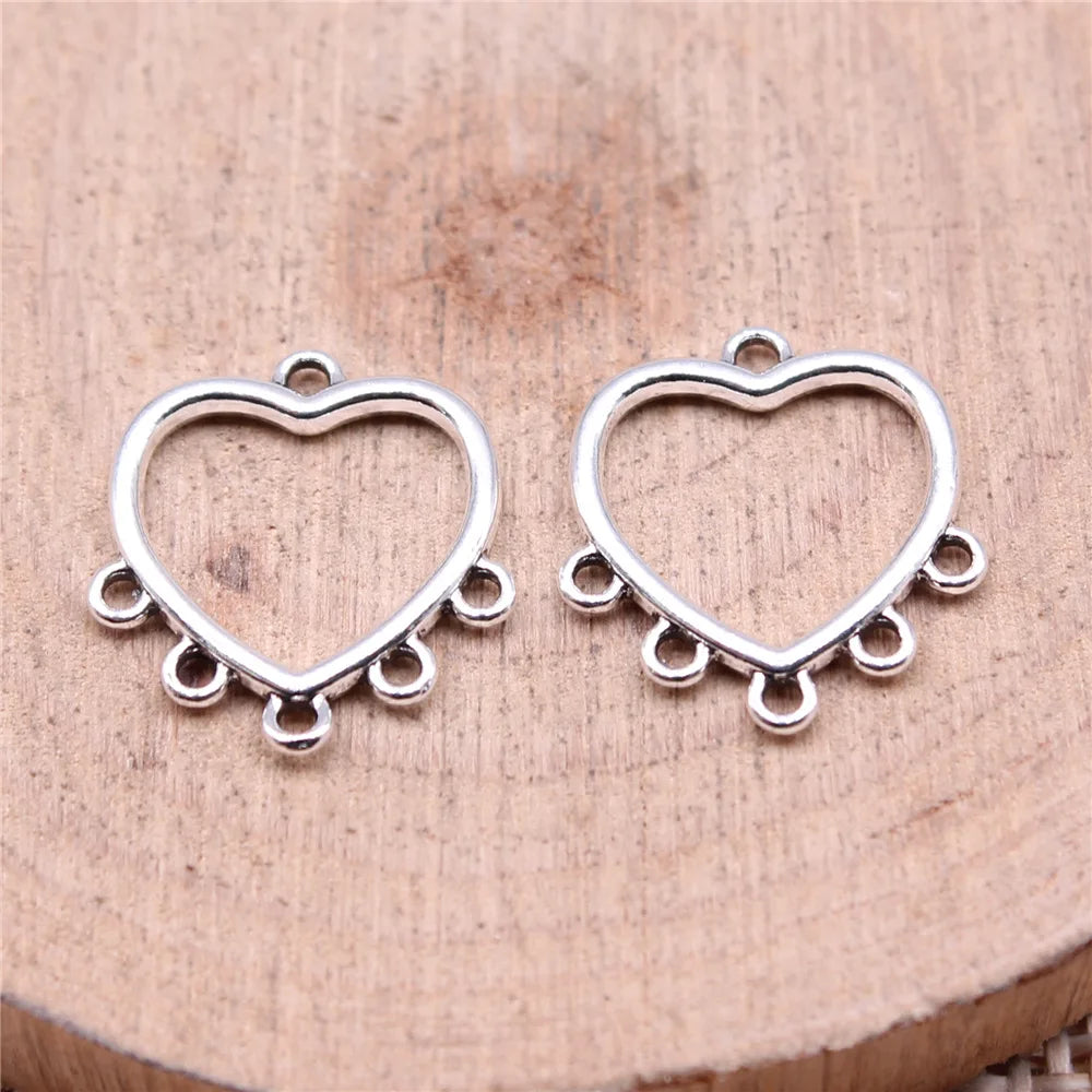 15x14mm 0.45g Multicolor Zinc Alloy Heart Connector Charms for DIY Earrings and Pendant Jewelry Making