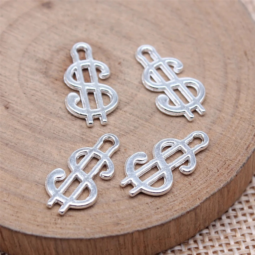 17mm 0.6g Multicolor Zinc Alloy Dollar Sign Charm Pendant for DIY Money Theme Jewelry Making