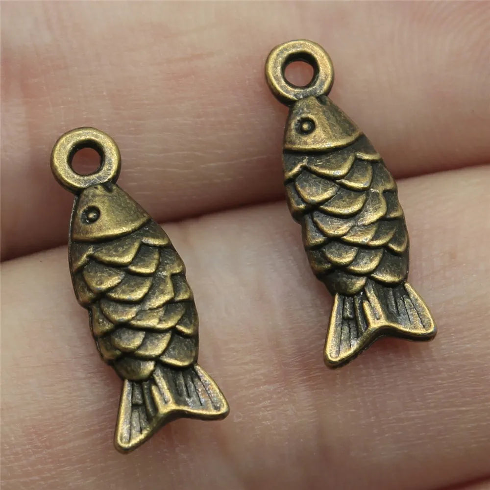 19x7mm 1.3g Multicolor Zinc Alloy Fish Charm Pendant for Ocean Theme Bracelet Necklace DIY