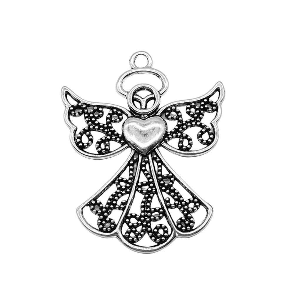 54x68mm 15g Antique Silver KC Gold Zinc Alloy Large Angel Charm Pendant for DIY Jewelry Making