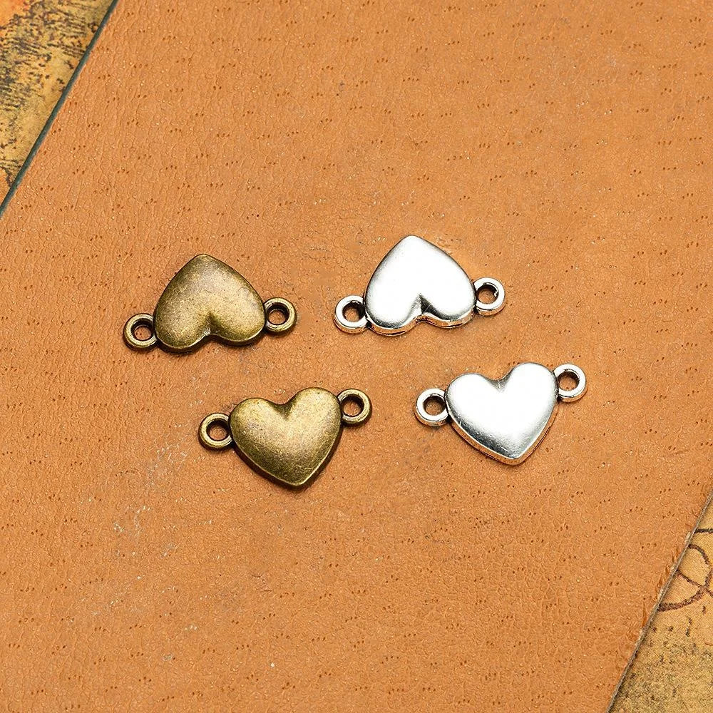17x10MM Antique Silver Zinc Alloy Heart Charm Pendant for DIY Necklace Bracelet Jewelry Making