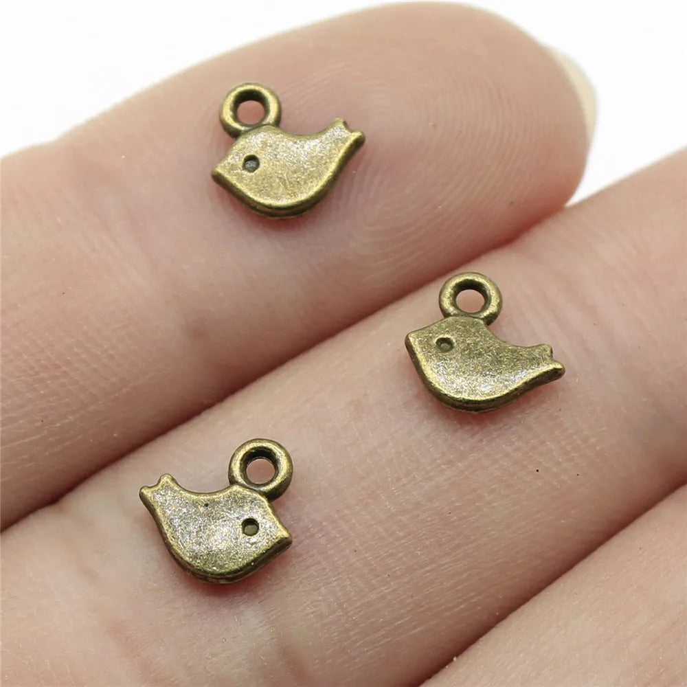 8x7mm 0.3g Multicolor Zinc Alloy Tiny Bird Charm Pendant for DIY Handmade Bracelet Necklace Making