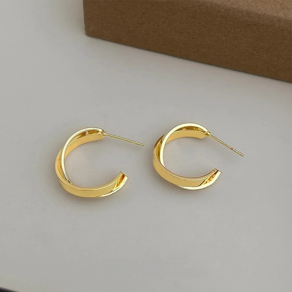 Eco-Friendly Copper Minimalist Cross Circle Geometric Hoop Earrings For Women
