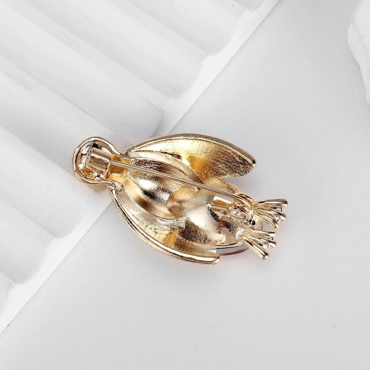Cute Penguin Alloy Brooch With Rhinestone Red Crystal And Black Enamel, Animal Lapel Pin Gift