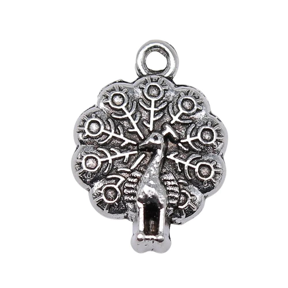 21x15mm 1.5g Multicolor Zinc Alloy Peacock Charm Pendant for Garment Accessories DIY Jewelry Making