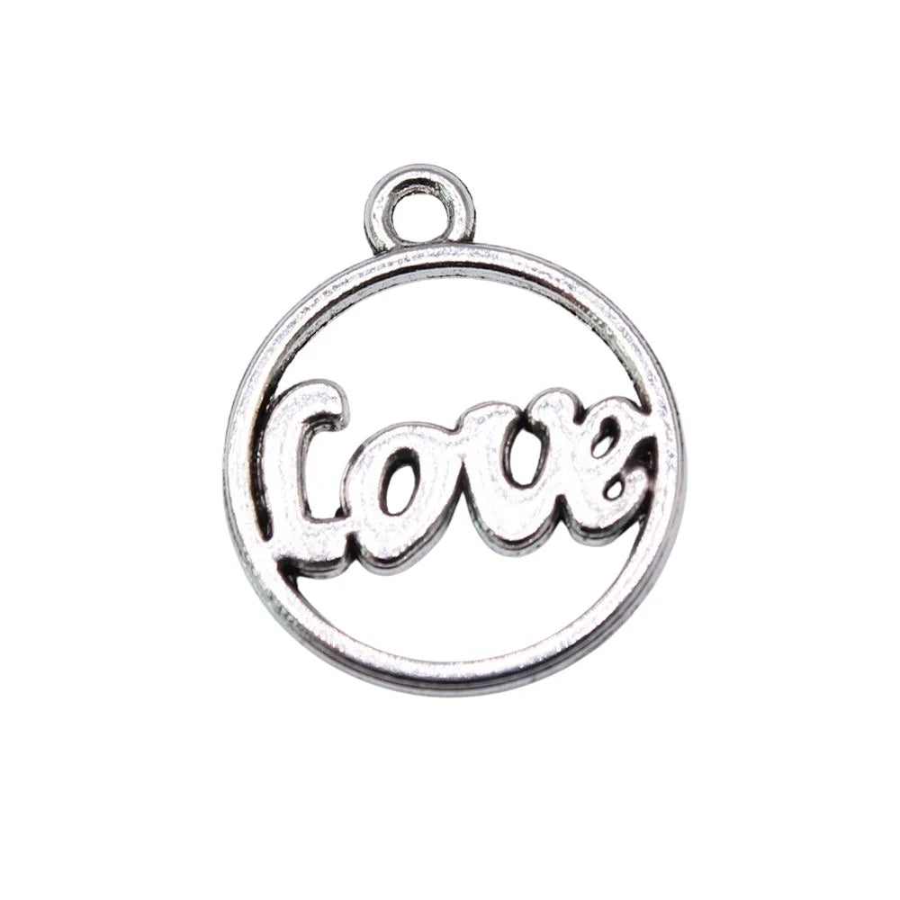 20x16mm 1.1g Antique Silver Zinc Alloy Love Letter Charm Pendant for DIY Bracelet Necklace Making