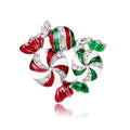 Cute Christmas Candy Brooch With Enamel Rhinestone Alloy, Red Green Peppermint Lapel Pin Corsage Gift