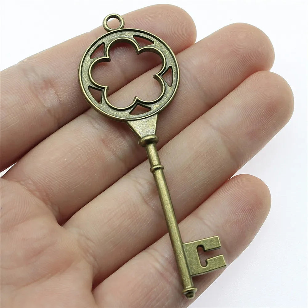 75x25mm 5g Multicolor Zinc Alloy Flower Key Charm Pendant for DIY Necklace Bracelet Jewelry Making