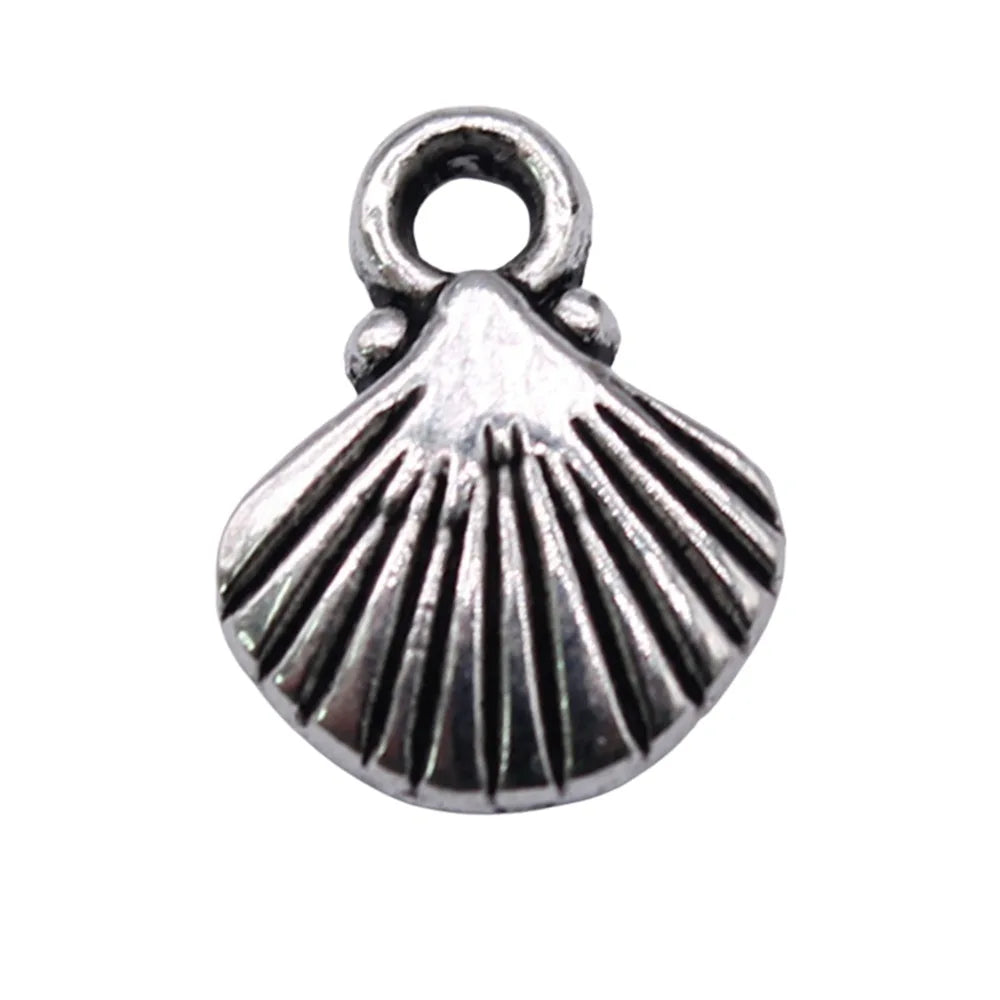 12x9mm 0.5g Antique Silver Zinc Alloy Shell Charm Pendant for DIY Ocean Theme Jewelry Making