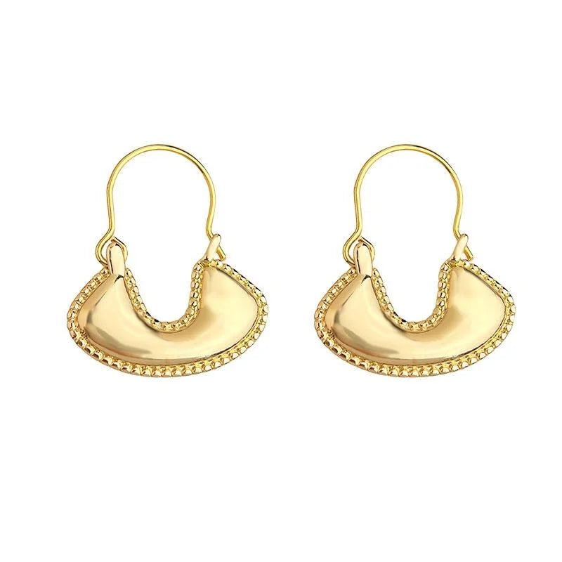 French Vintage Copper Saddle Bag Geometric Drop Earrings Light Luxury Niche Jewelry