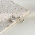 Freshwater Pearl Copper Geometric Hoop Stud Earrings Minimalist Cool Style Jewelry