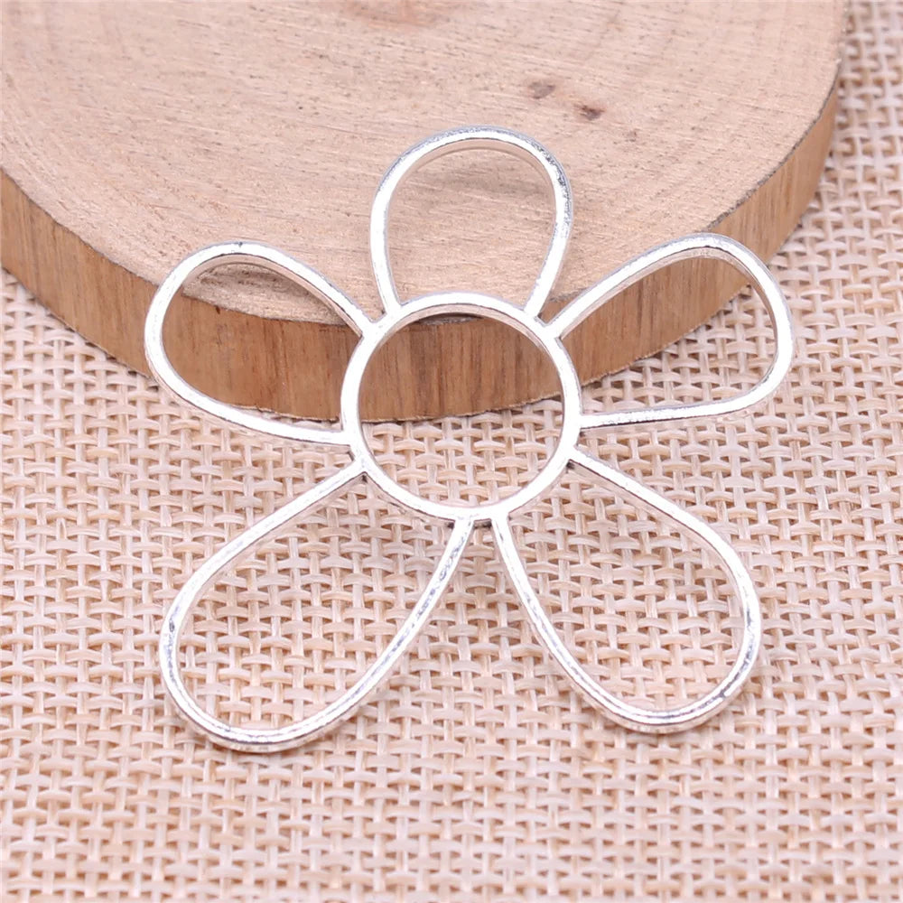 48x42mm 3.7g Multicolor Zinc Alloy Hollow Flower Charm Pendant for Necklace Earring DIY Making