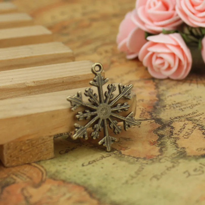 22MM Antique Silver Zinc Alloy Snowflake Charm Pendant for DIY Necklace Bracelet Jewelry Making