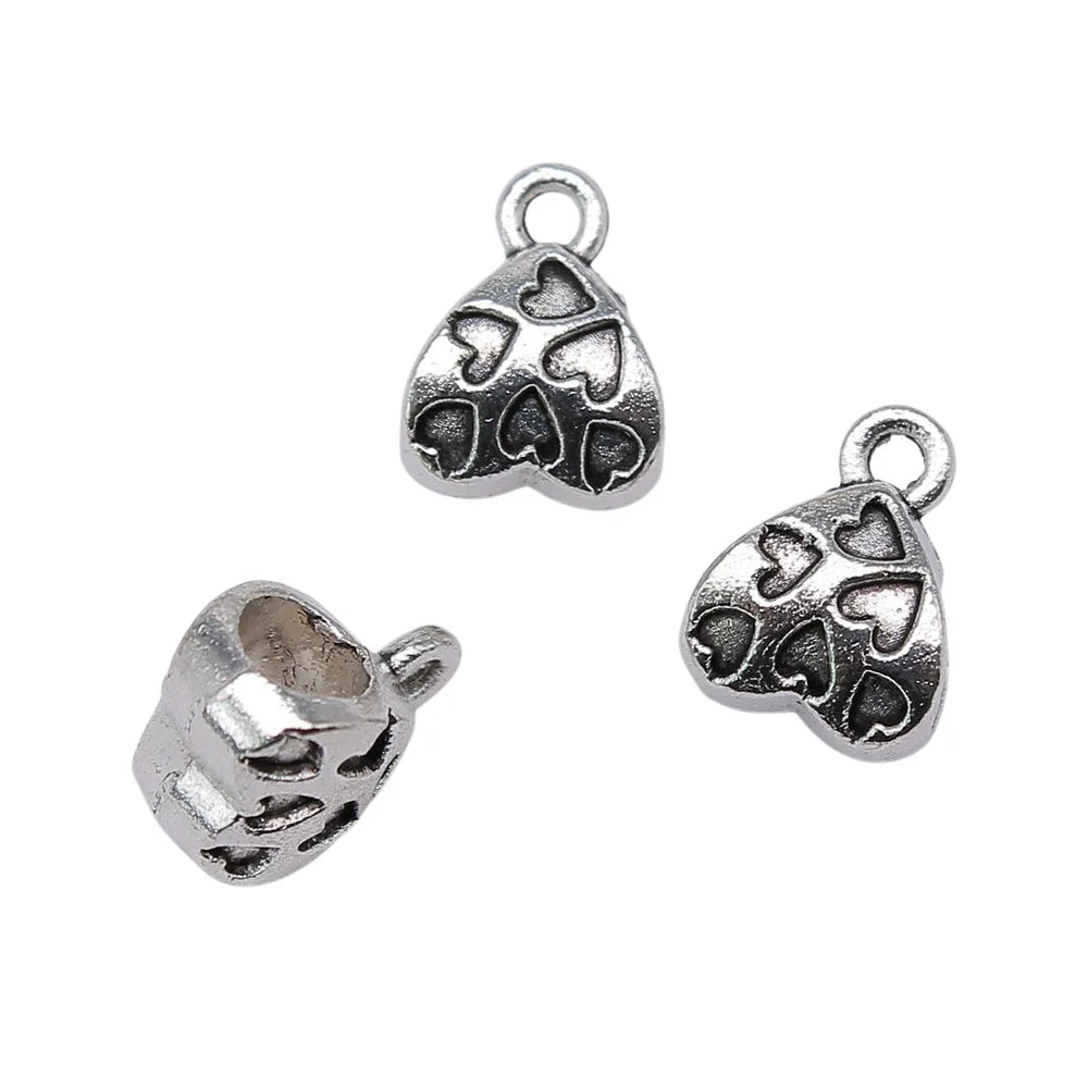 12x9x7mm 1.2g Multicolor Zinc Alloy Heart Bail Connector Charm for DIY Pendant Necklace Making