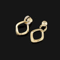 Elegant Gold Alloy Zircon Geometric Double Linked Hoop Drop Stud & Clip On No Piercing Earrings