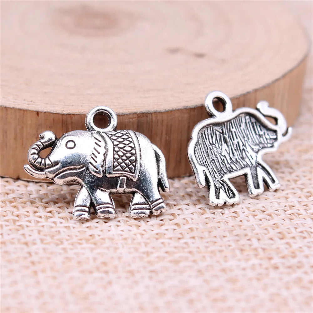 18x15mm 0.95g Antique Silver Zinc Alloy Elephant Charm Pendant for DIY Necklace Bracelet Making