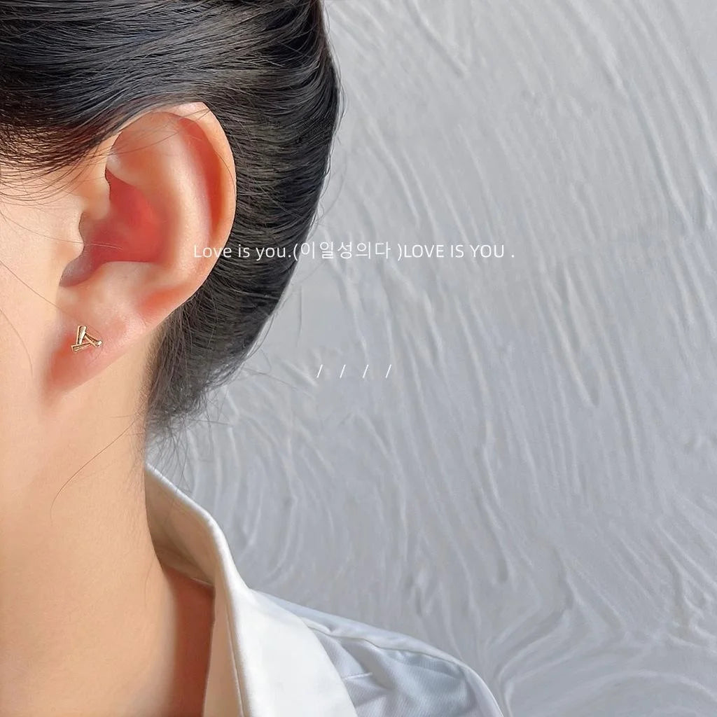 14K Gold Plated Copper Mini Triangle Stud Earrings Simple Geometric Daily Jewelry For Women