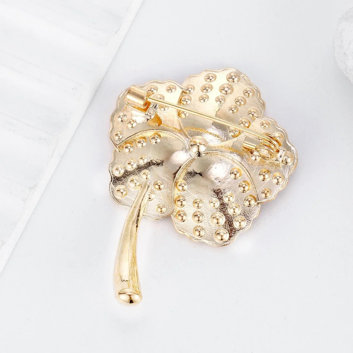 Luxury Red Poppy Flower Brooch With Rhinestone And Enamel, Gold Alloy Lapel Pin Corsage Gift
