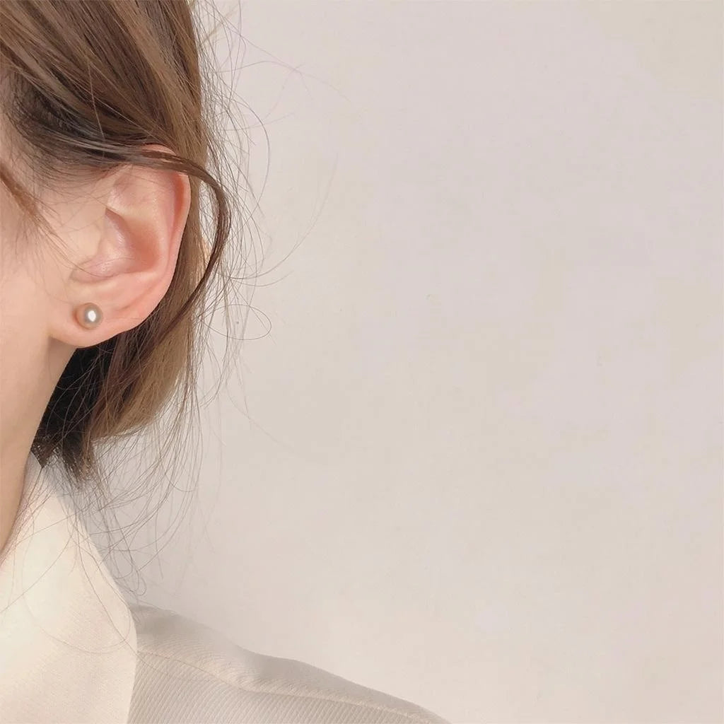 Purple Pink Freshwater Pearl Stud Earrings Silver Plated Geometric Minimalist Korean Japanese Style