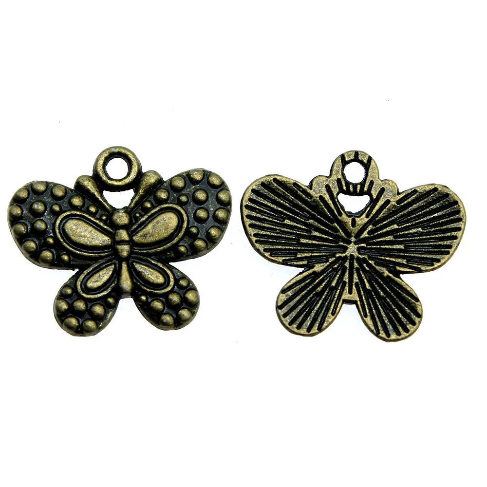 24x21mm 1.8g Antique Bronze Zinc Alloy Butterfly Charm Pendant for DIY Necklace Bracelet Making