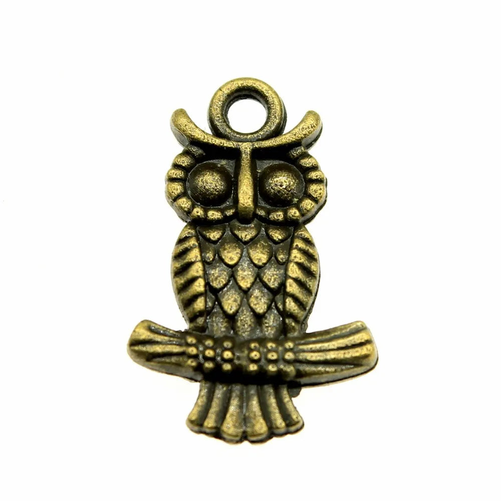 19x12mm 1.3g Multi Color Zinc Alloy Double Sided Owl Cat Charm Pendant for DIY Jewelry Making