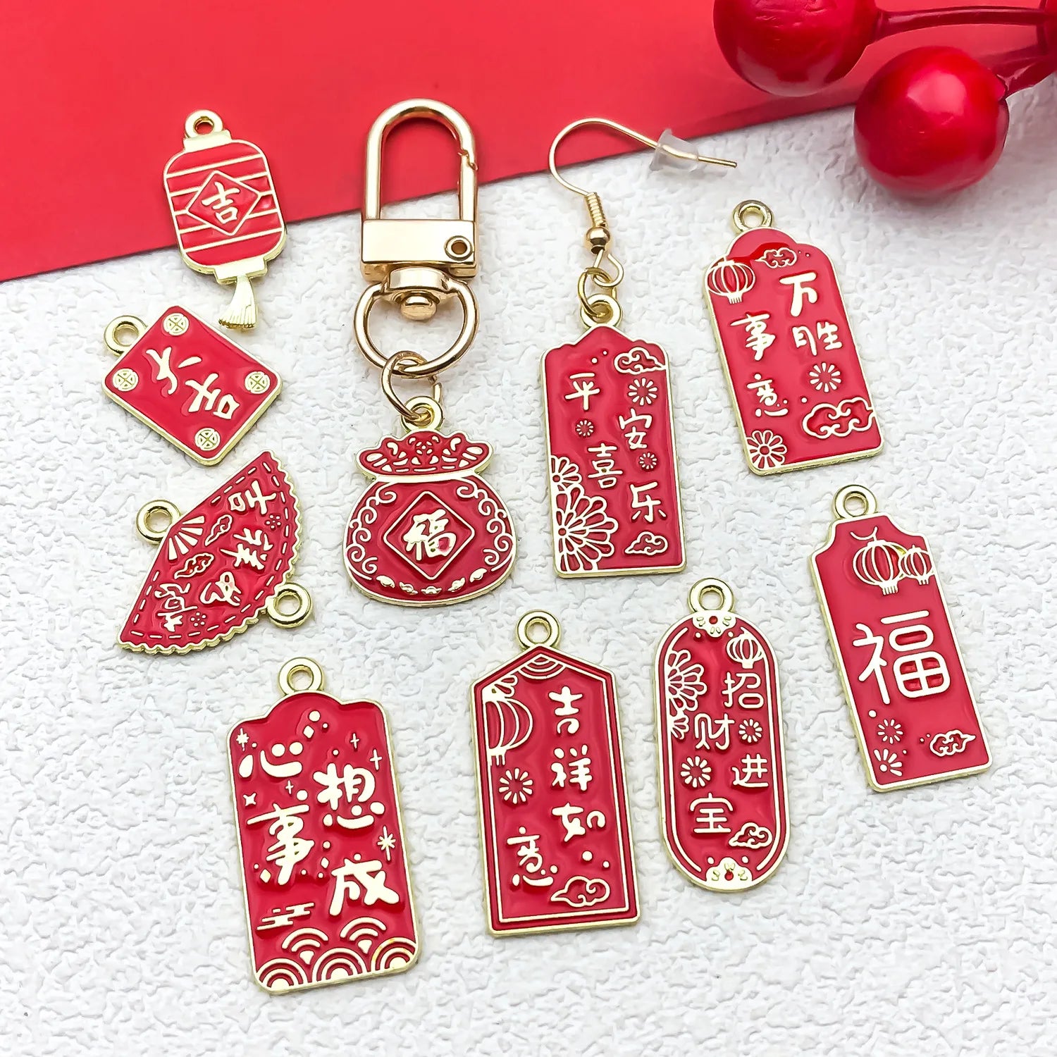 Zinc Alloy Lucky Bag Ruyi Fan Bead Beadable Bead for DIY Keychain Jewelry