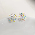 Sweet Fresh Dandelion Colorful Enamel Copper Firework Ball Stud Earrings For Women