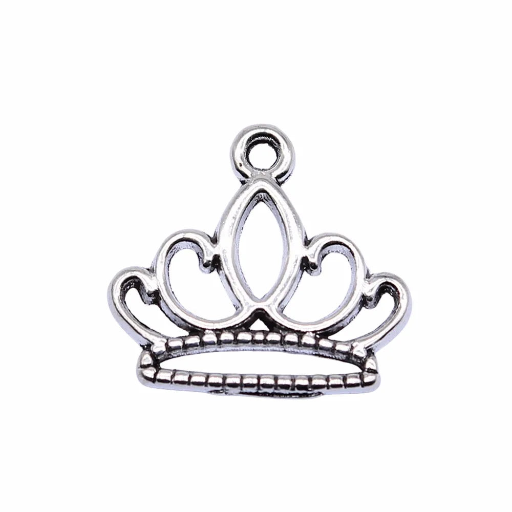 15x15mm 0.55g Antique Silver Zinc Alloy Crown Charm Pendant for DIY Necklace Bracelet Jewelry Making
